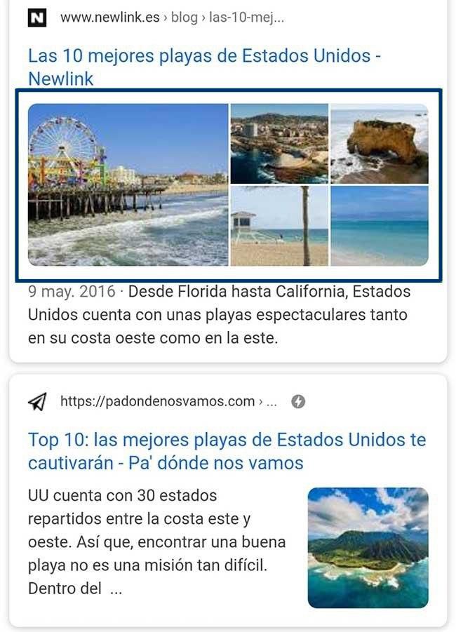 Galería de imágenes en un fragmento destacado