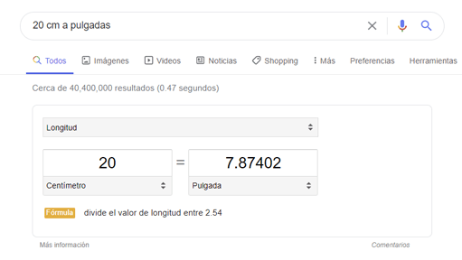 Convertidor de unidades en la SERP