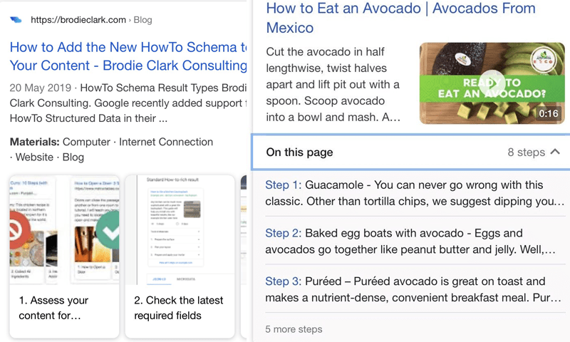 Rich snippet: How To para recetas o hacer por pasos