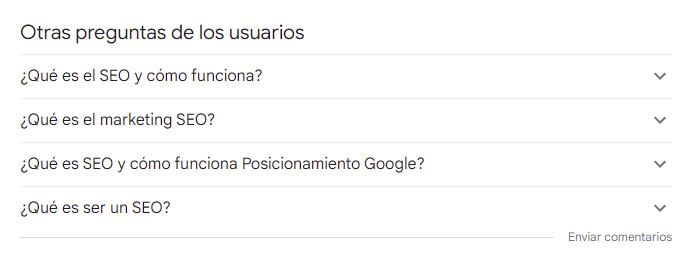 que es seo otras preguntas de los usuarios google