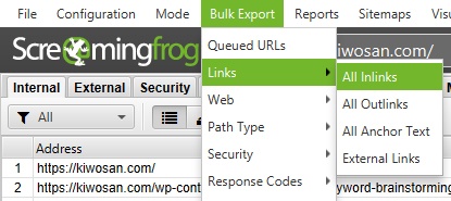 Analizar y descargar enlaces internos desde Screaming Frog