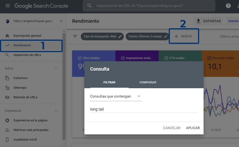 Consultar keywords en Search Console