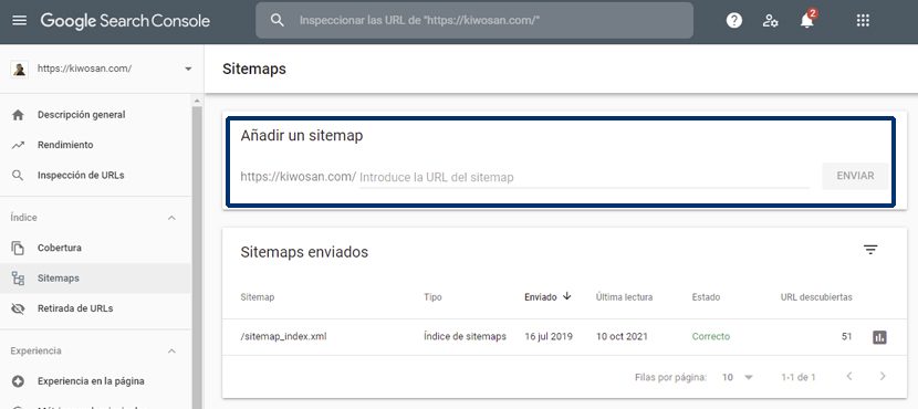 Enviar un Sitemap a Search Console