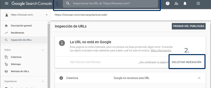 Solicitar indexación de una URL en Search Console