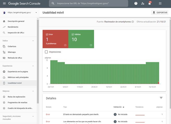 Comprobar la Usabilidad Móvil en Search Console