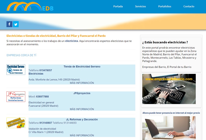 Ejemplo de un directorio de negocios locales