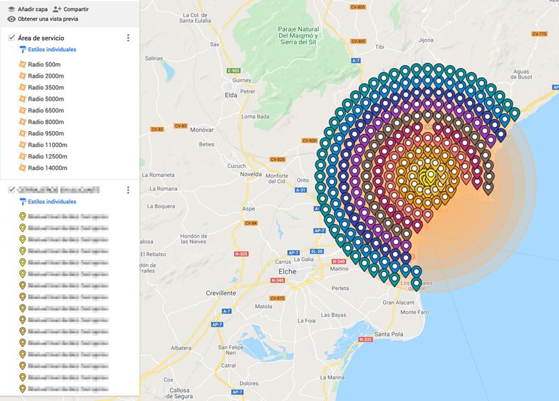 Ejemplo de Mapa Fractal en SEO Local