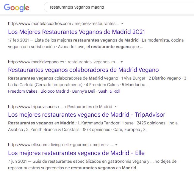 Resultados de las SERP locales