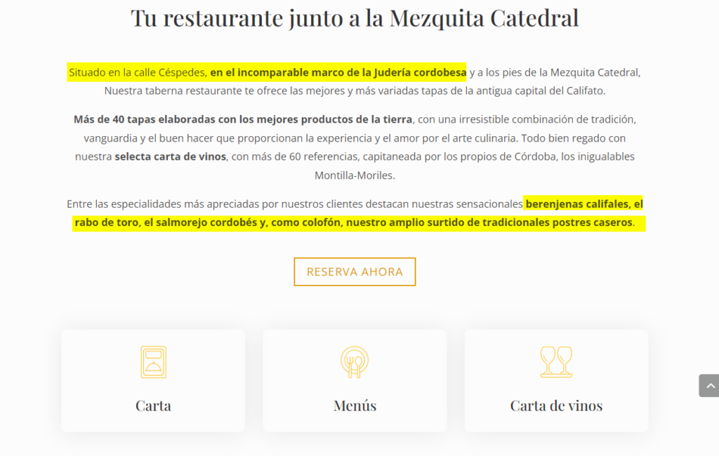 seo para restaurantes optimizar contenidos